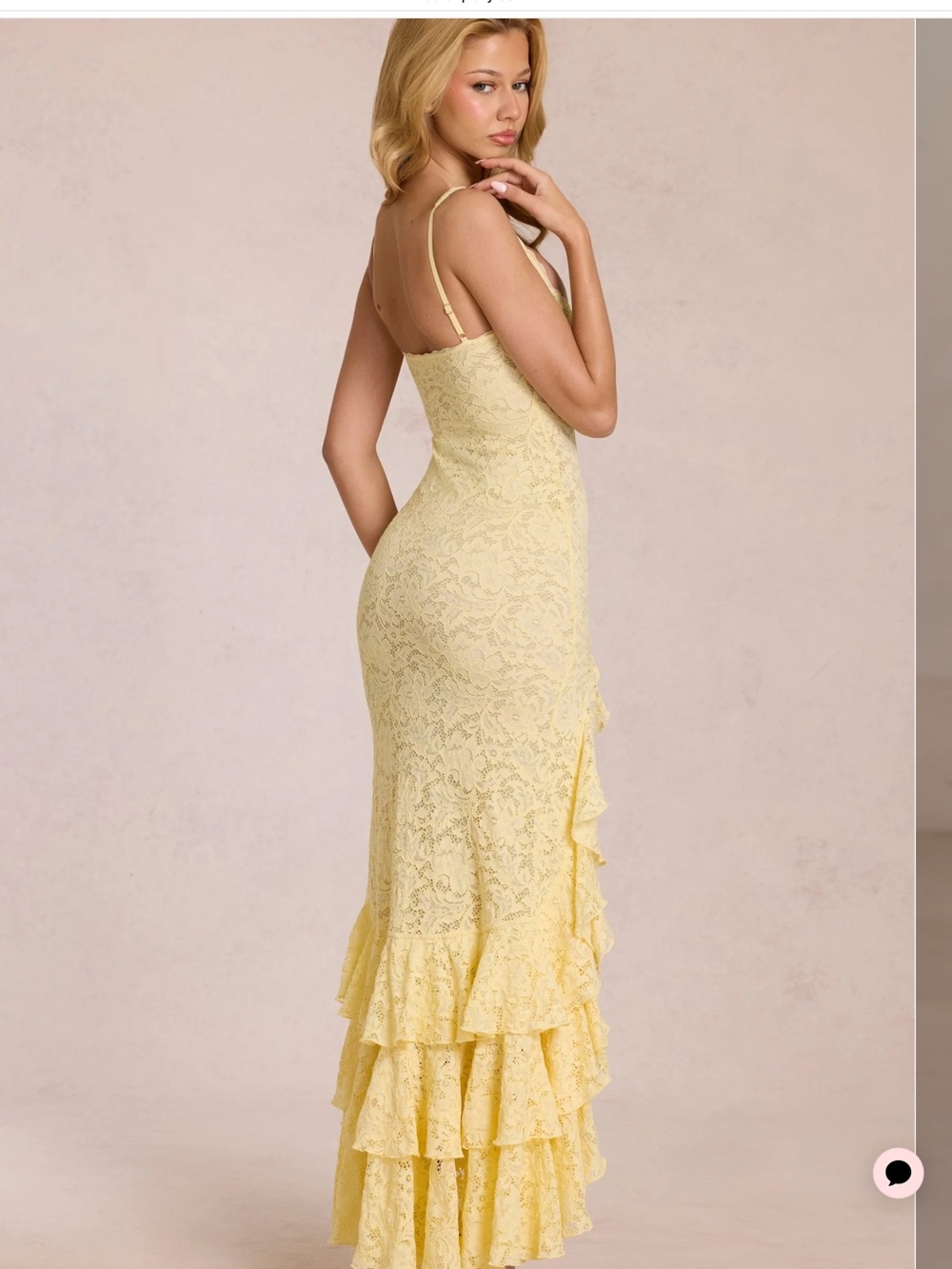 Oh Polly Lemon Lace Ruffle Maxi Dress. NEW WITH TAGS - Picture 2 of 2